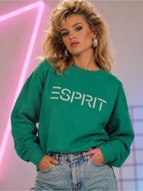 Esprit Women's XS Emerald Green Logo Crewneck Sweatshirt